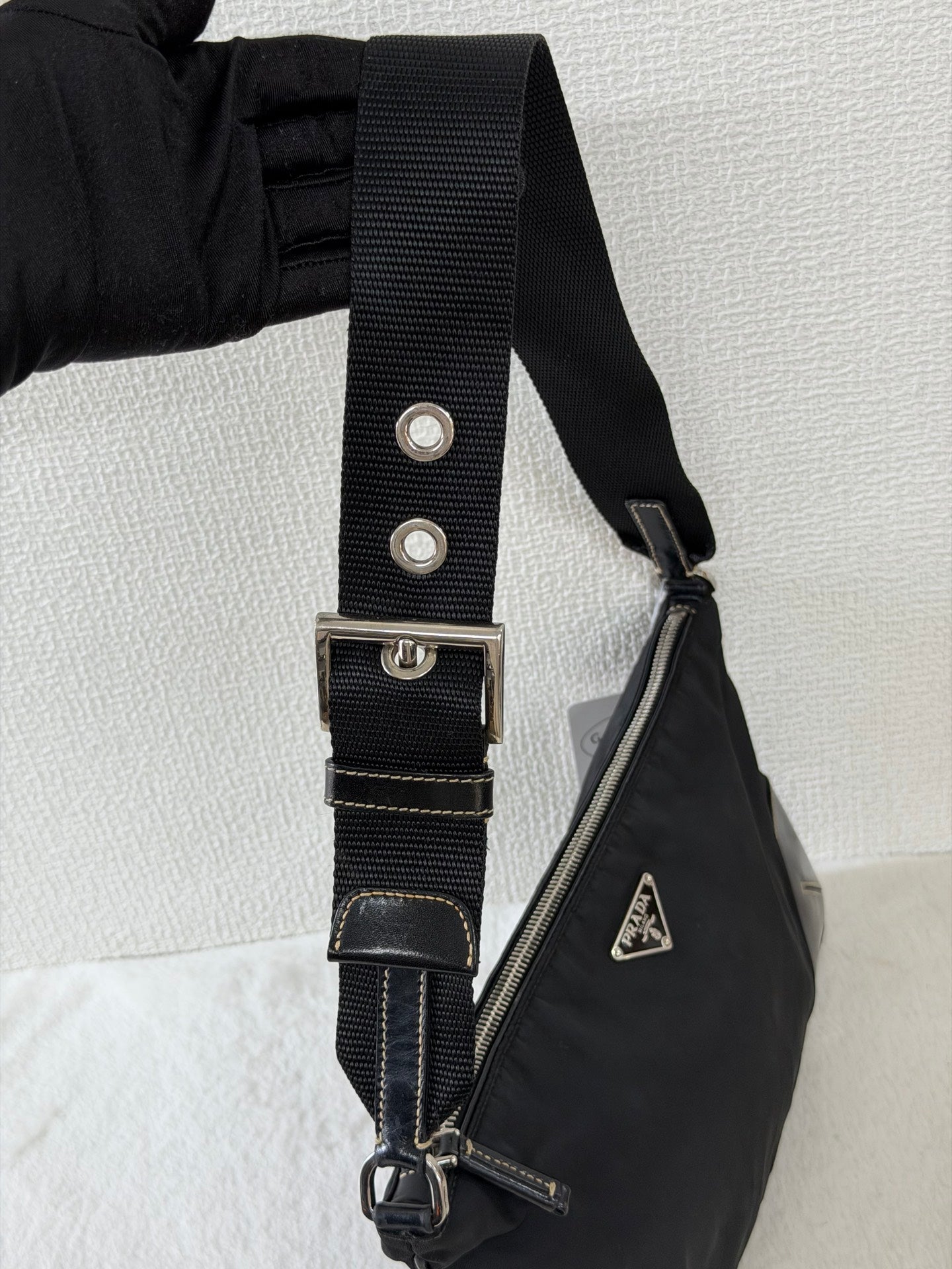 Prada Tessuto Light Nylon Soft Calf Shoulder Bag