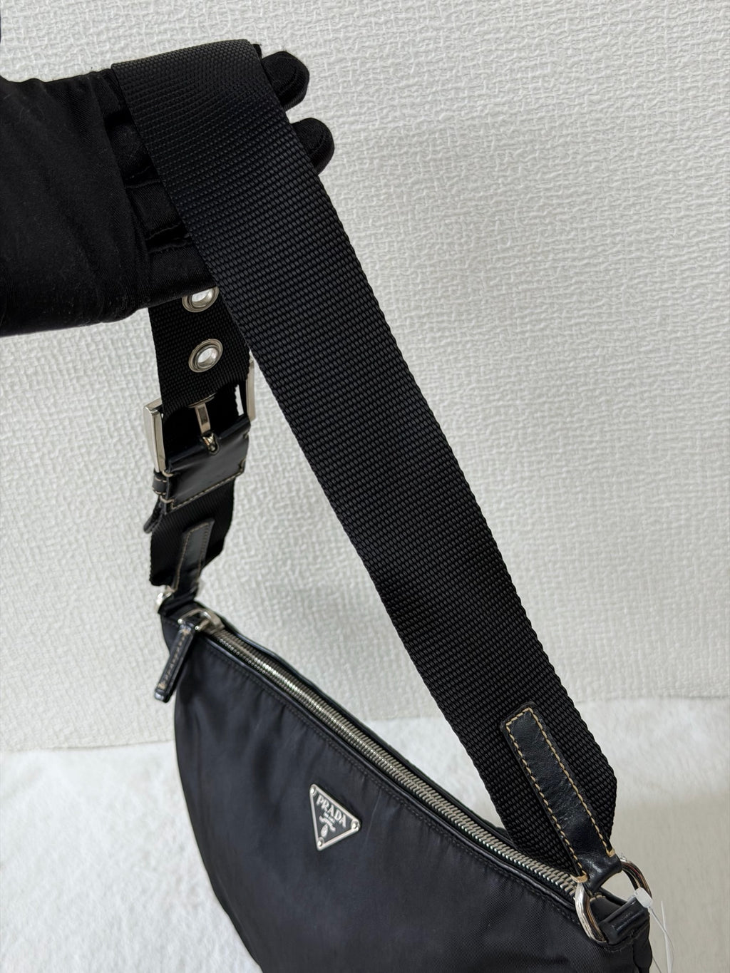 Prada Tessuto Light Nylon Soft Calf Shoulder Bag