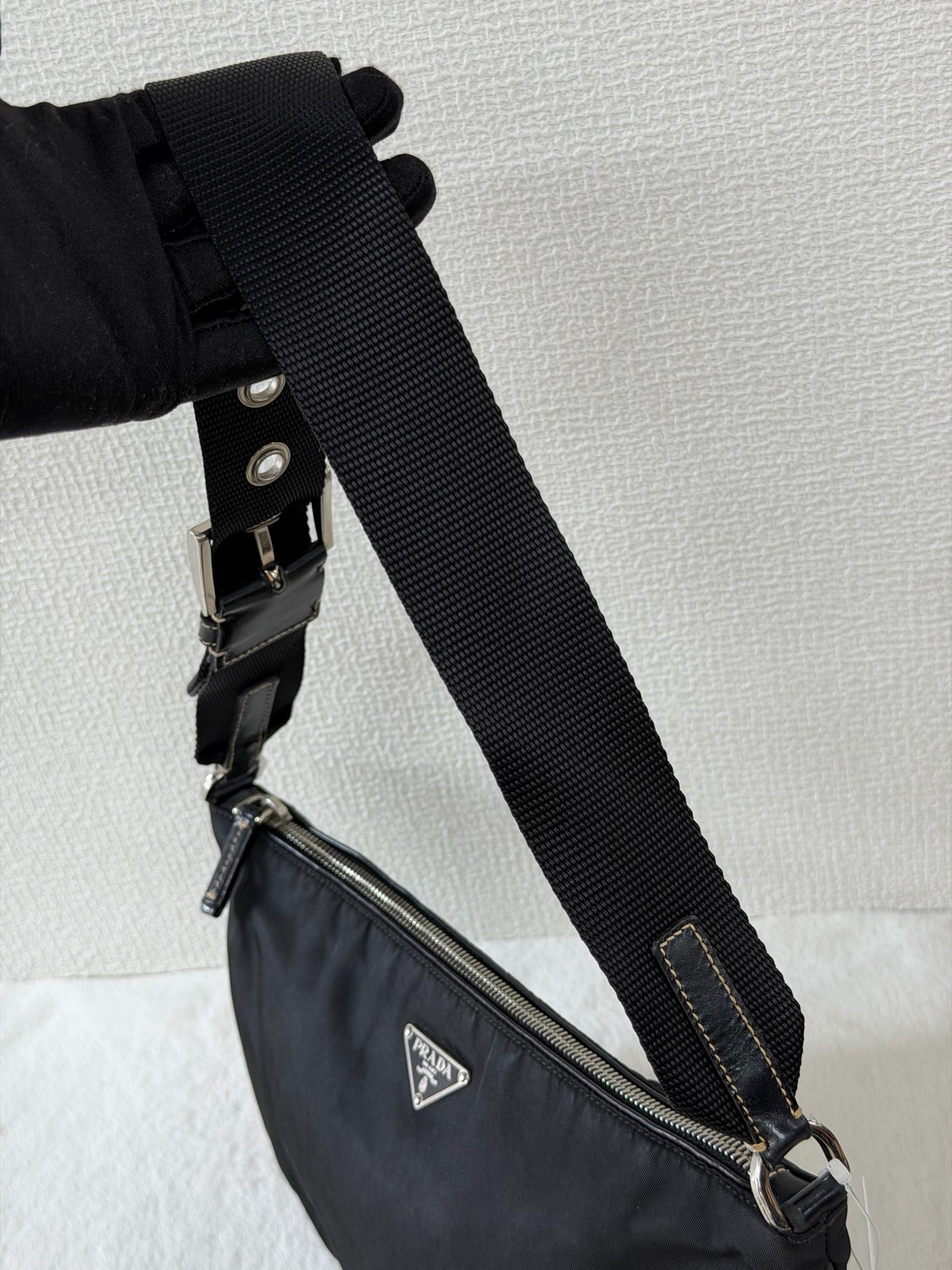 Prada Tessuto Light Nylon Soft Calf Shoulder Bag