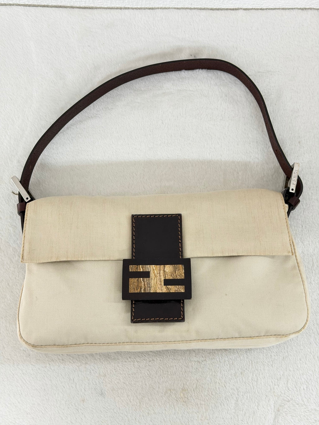 Fendi Canvas Mamma Baguette Shoulder Bag
