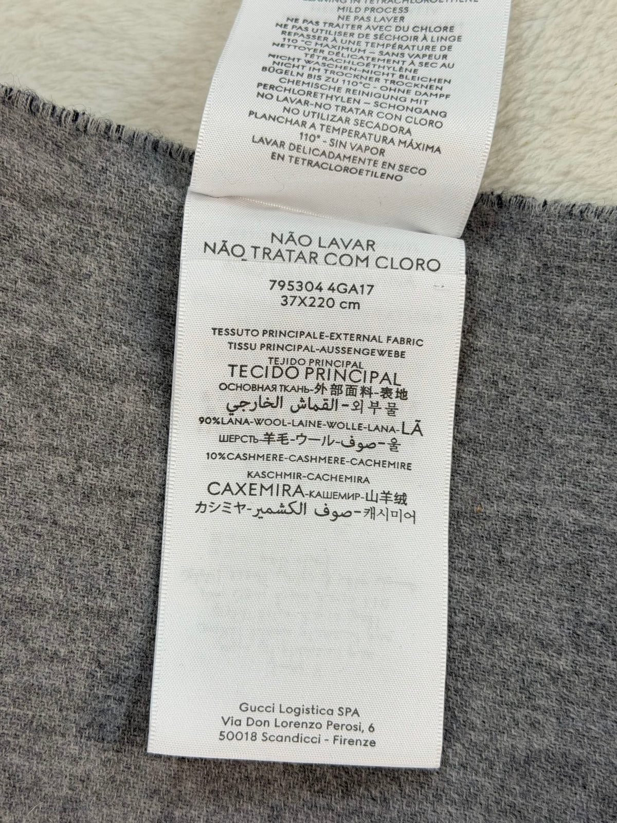 Gucci Navy and Grey Wool-Cashmere Logo Scarf