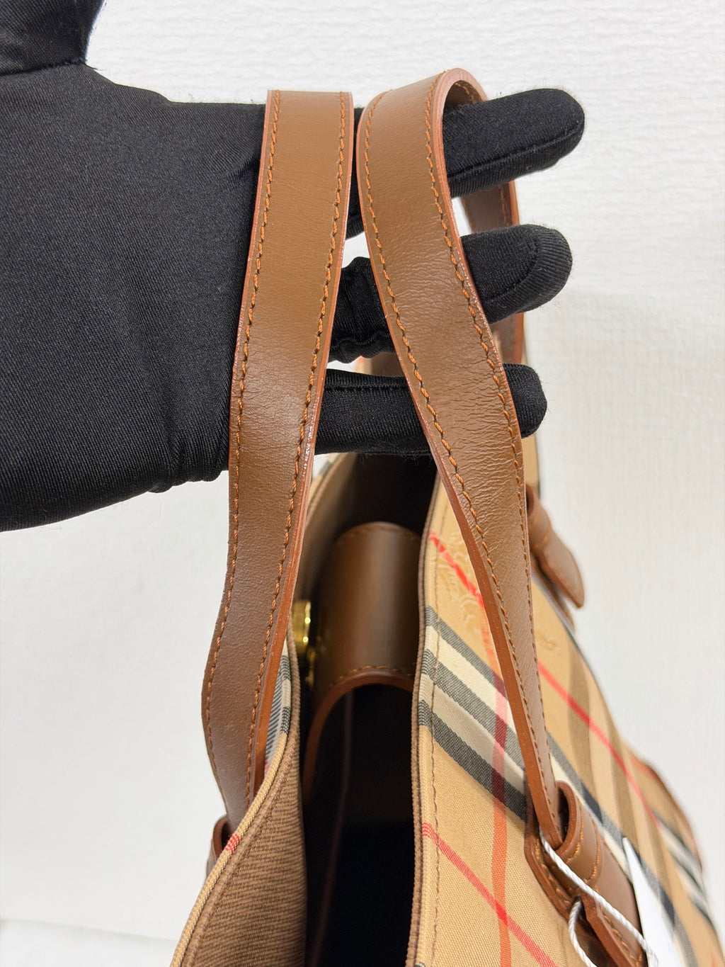 Burberry Vintage Haymarket Check Tote Bag