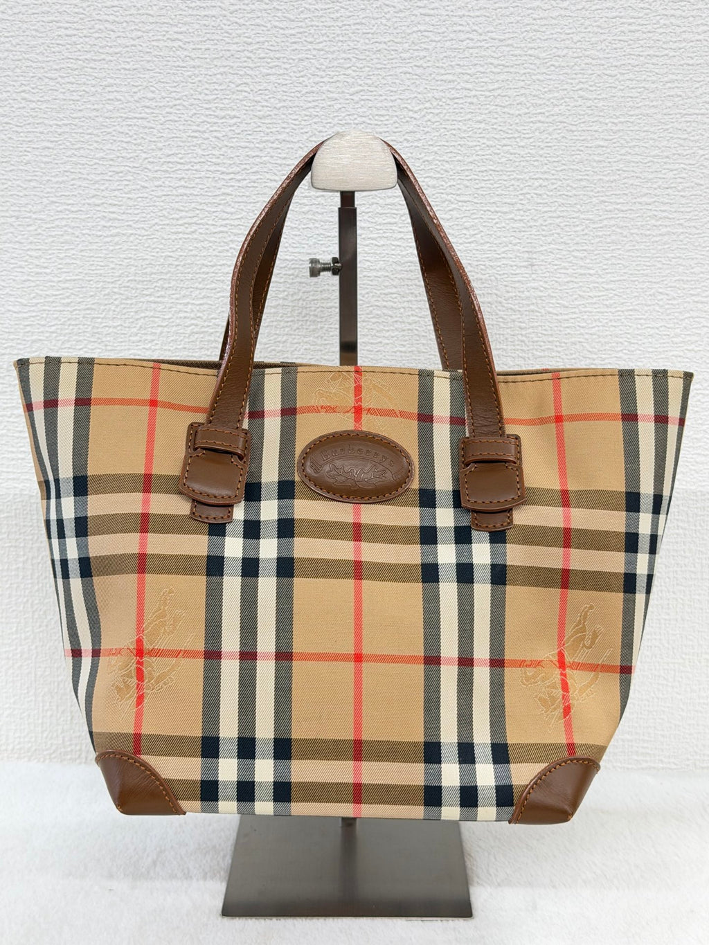 Burberry Vintage Haymarket Check Tote Bag
