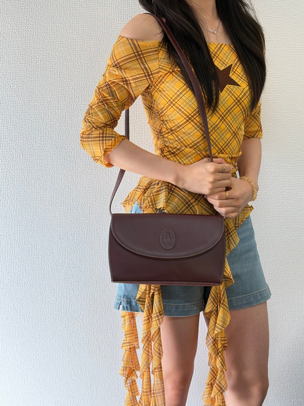 Must de Cartier Vintage Bordeaux Leather Shoulder Bag