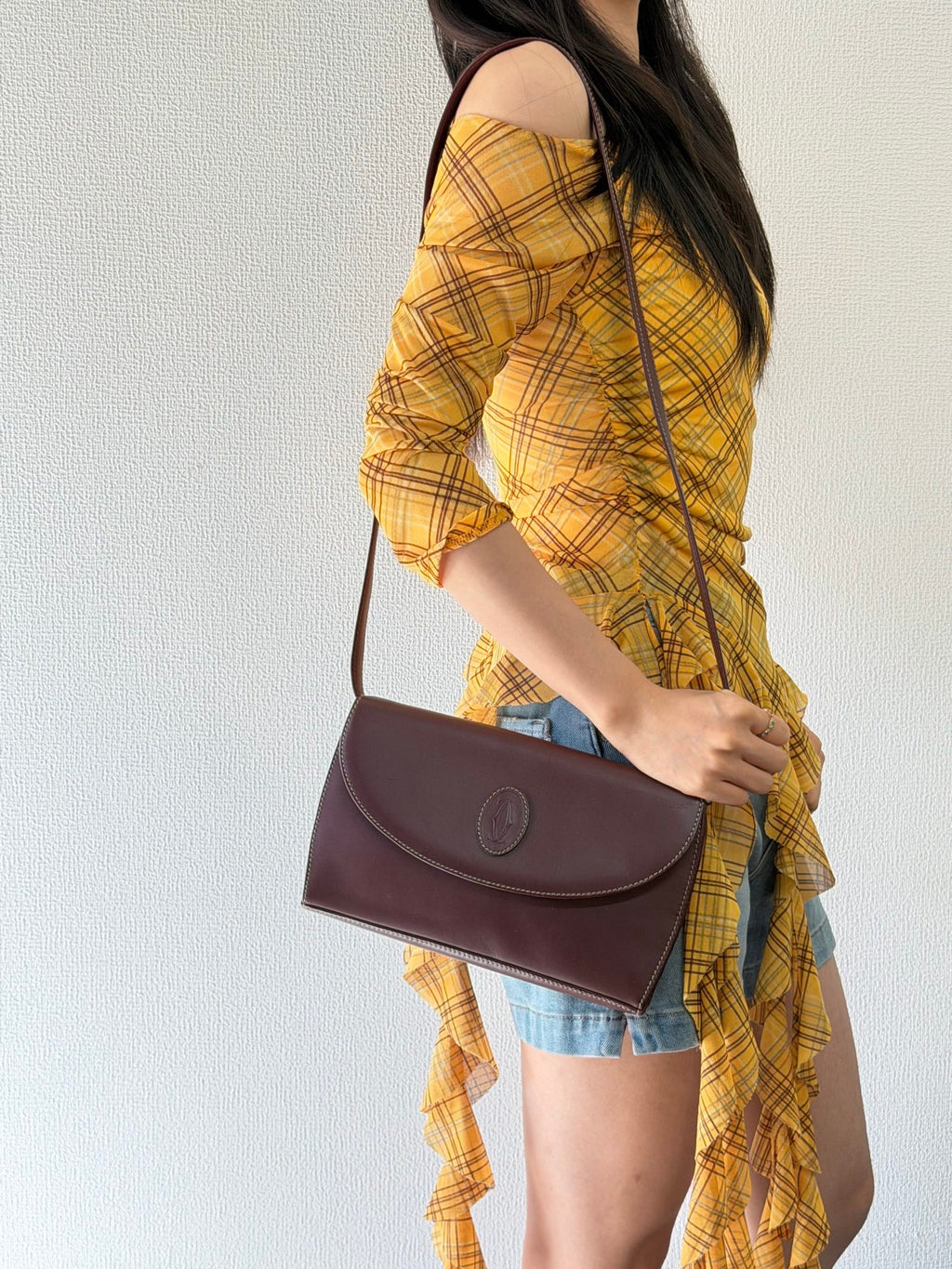 Must de Cartier Vintage Bordeaux Leather Shoulder Bag