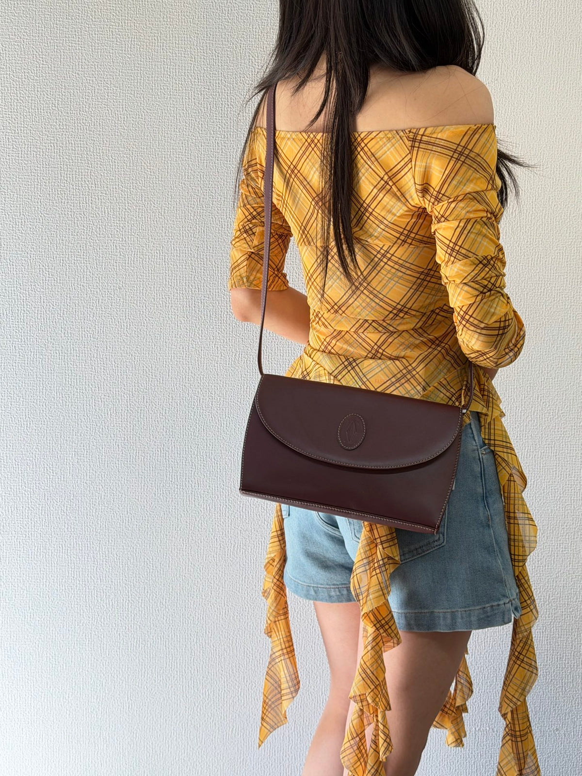 Must de Cartier Vintage Bordeaux Leather Shoulder Bag