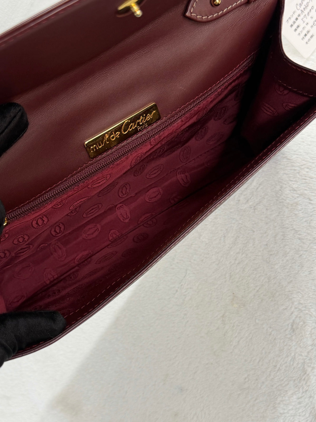 Must de Cartier Vintage Bordeaux Leather Shoulder Bag