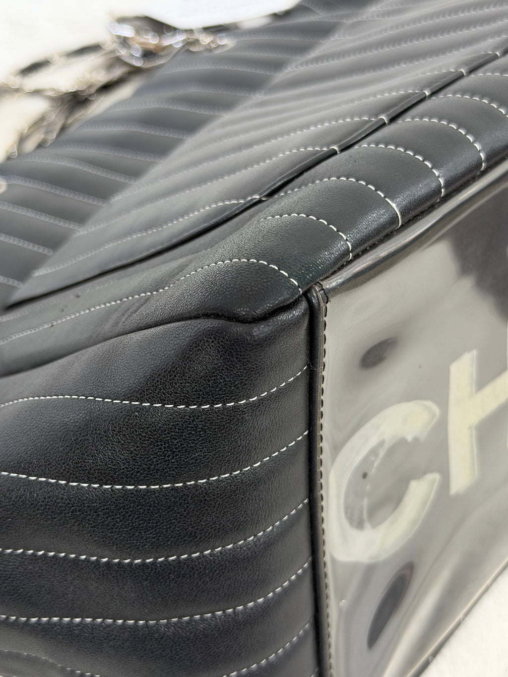 CHANEL Mademoiselle Vertical Stitch Chain Tote Bag