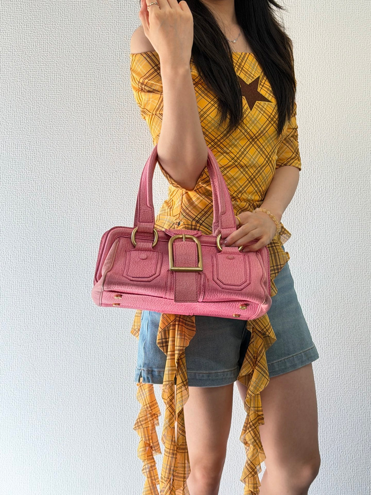 CELINE Ella Frame Pink Leather Handbag
