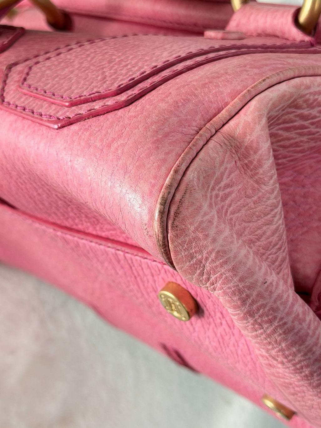 CELINE Ella Frame Pink Leather Handbag