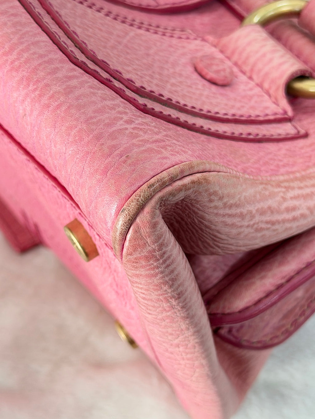 CELINE Ella Frame Pink Leather Handbag
