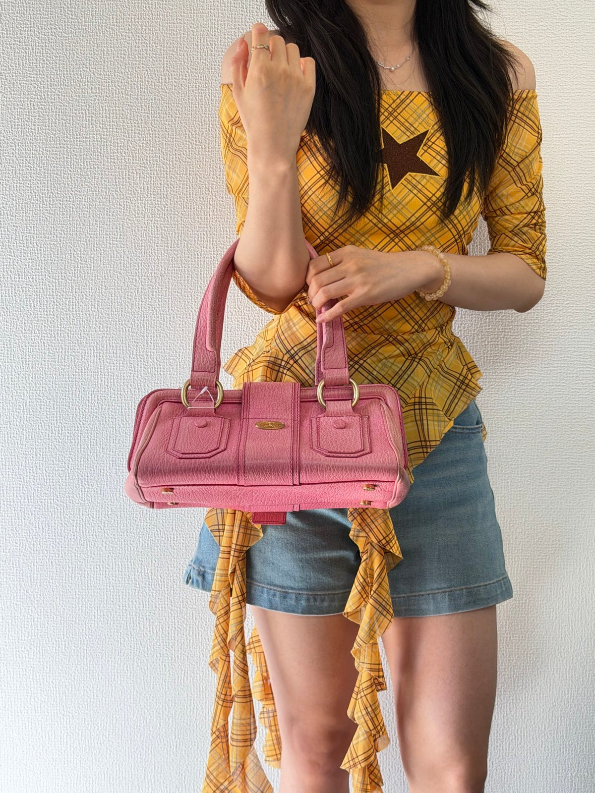 CELINE Ella Frame Pink Leather Handbag
