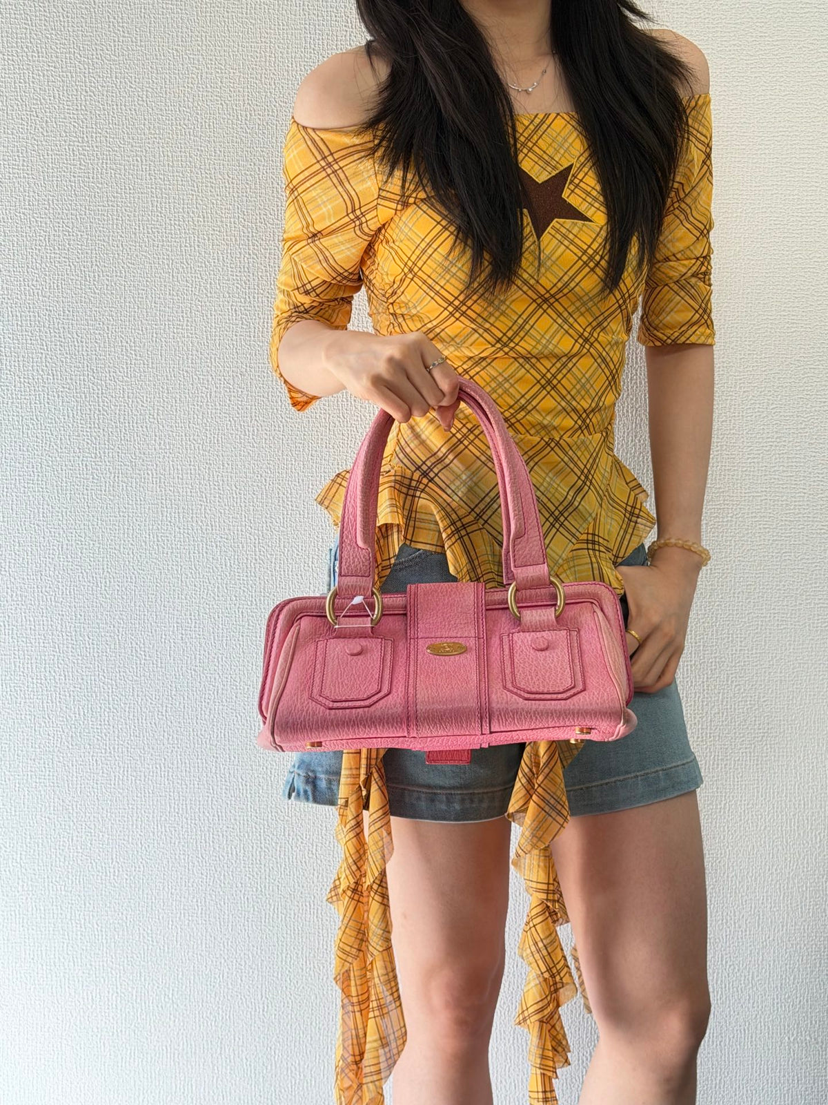 CELINE Ella Frame Pink Leather Handbag