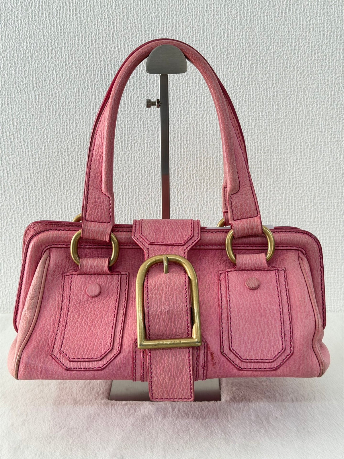 CELINE Ella Frame Pink Leather Handbag
