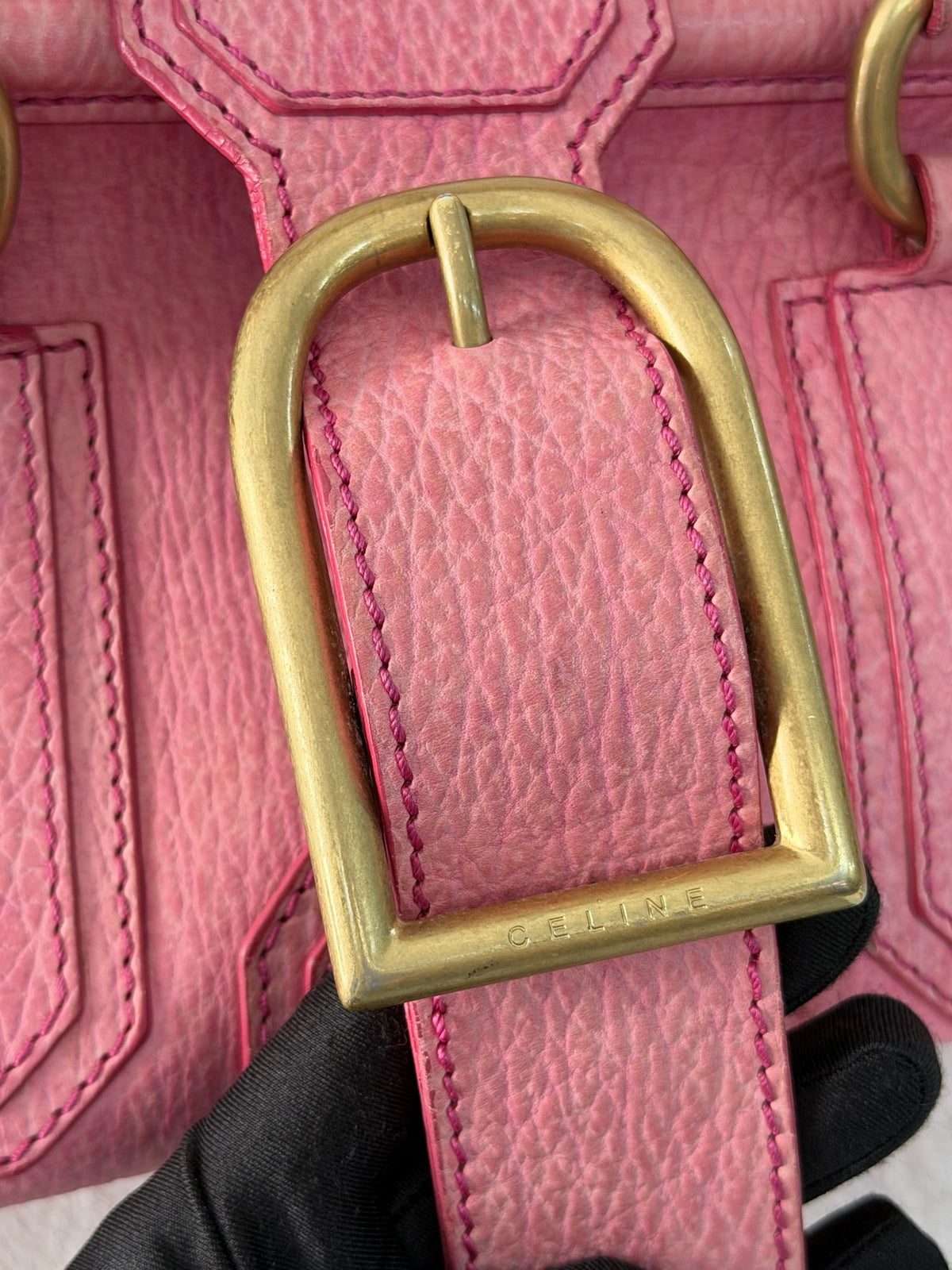 CELINE Ella Frame Pink Leather Handbag