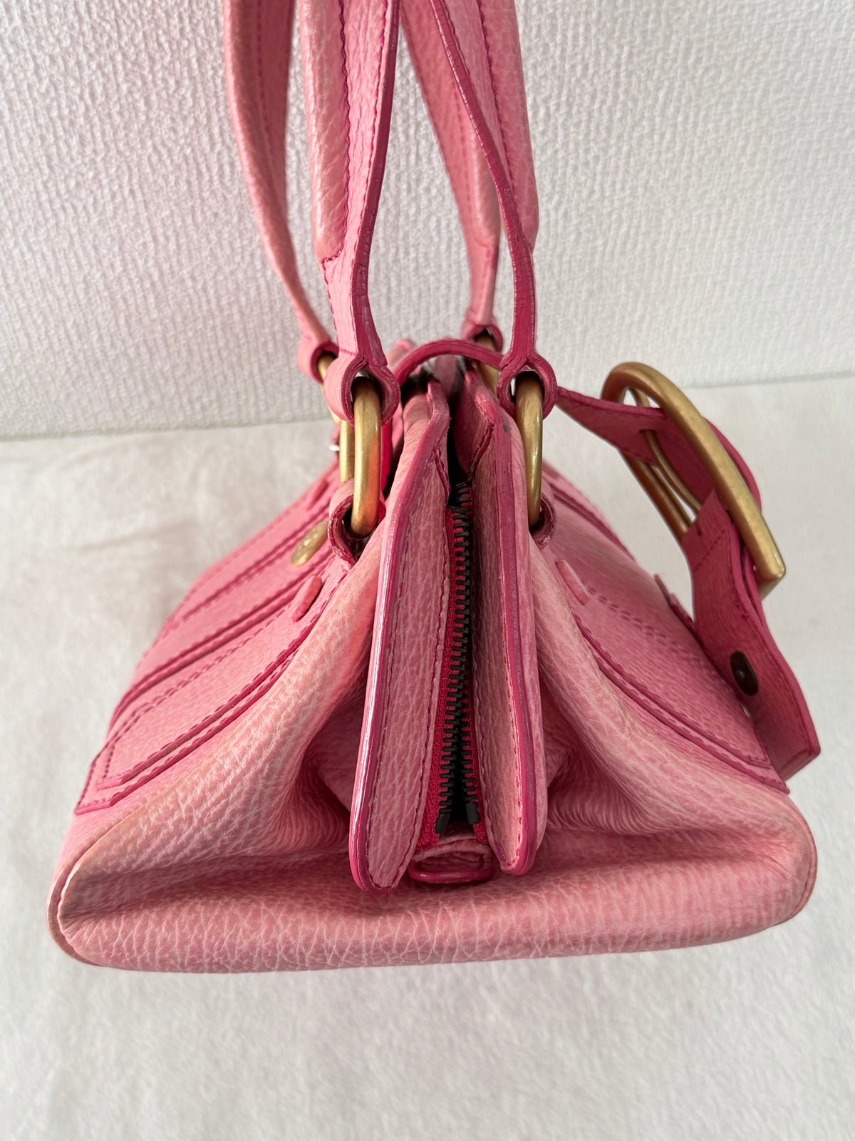 CELINE Ella Frame Pink Leather Handbag