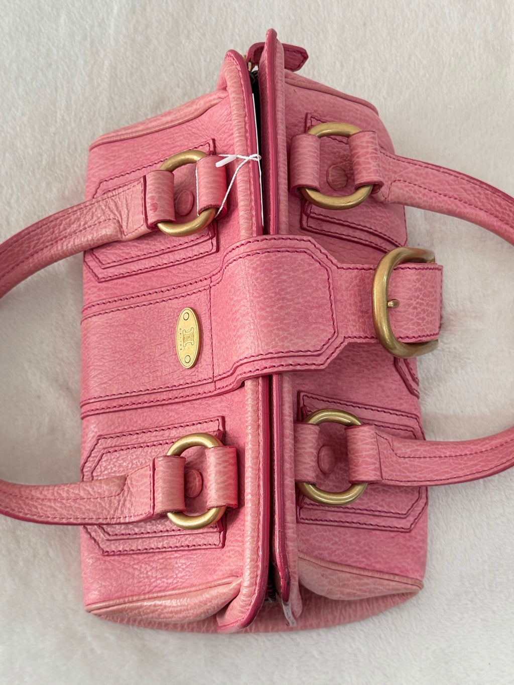 CELINE Ella Frame Pink Leather Handbag