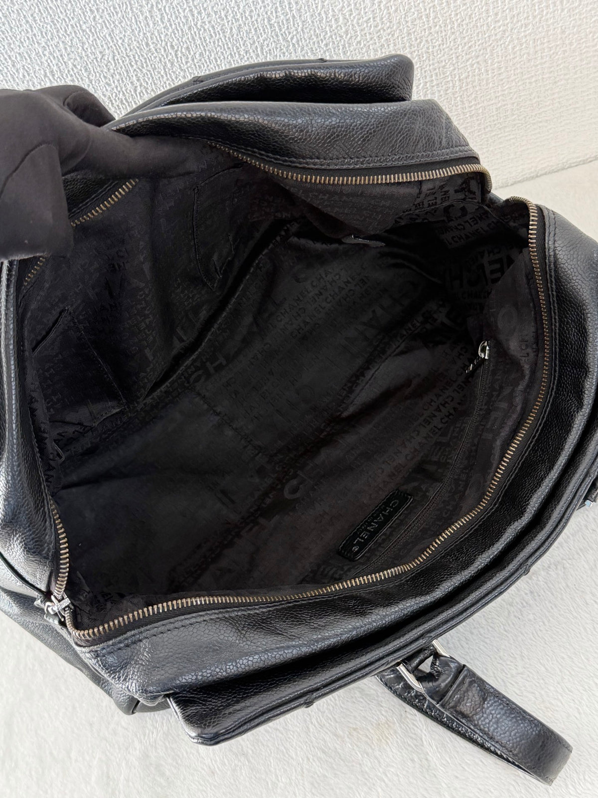 CHANEL Choco Bar Caviar Leather Boston Bag