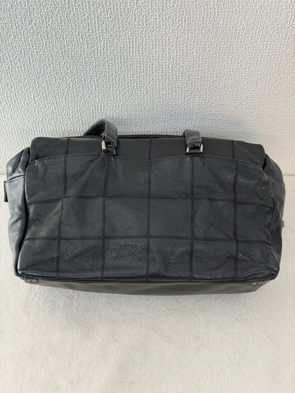 CHANEL Choco Bar Caviar Leather Boston Bag
