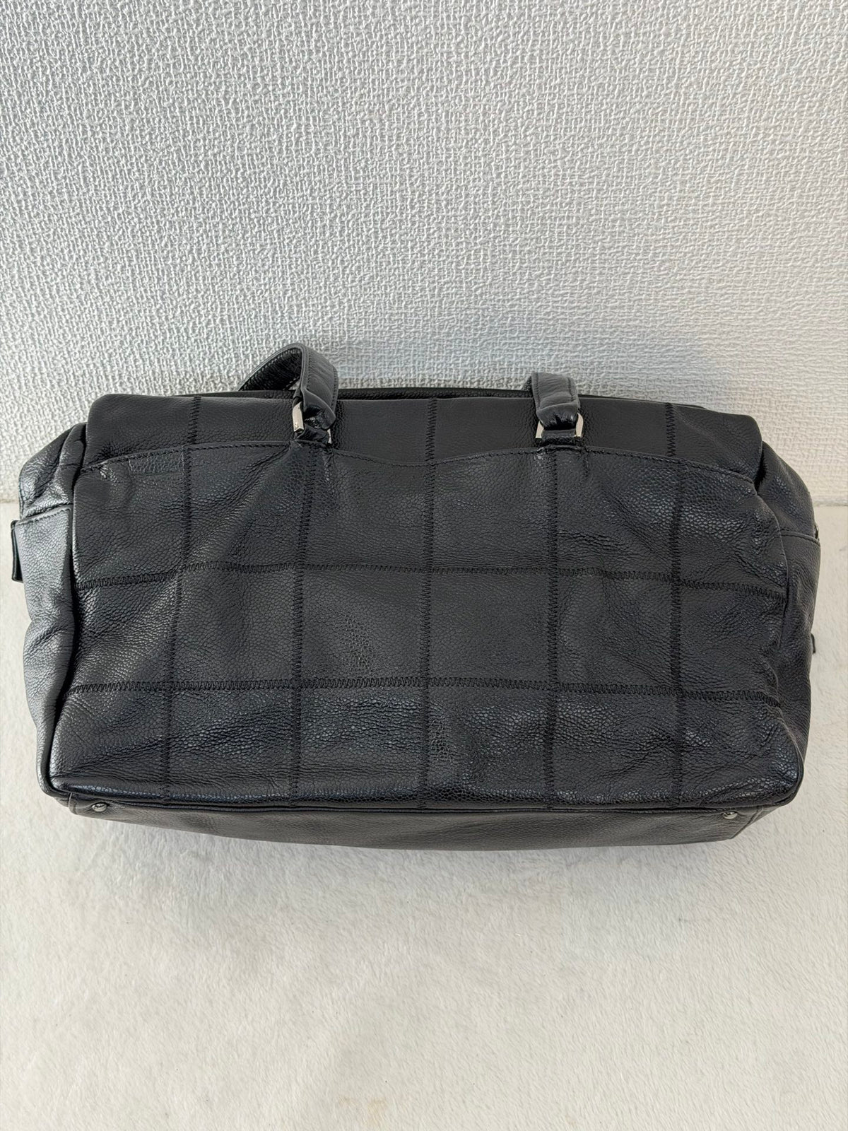 CHANEL Choco Bar Caviar Leather Boston Bag