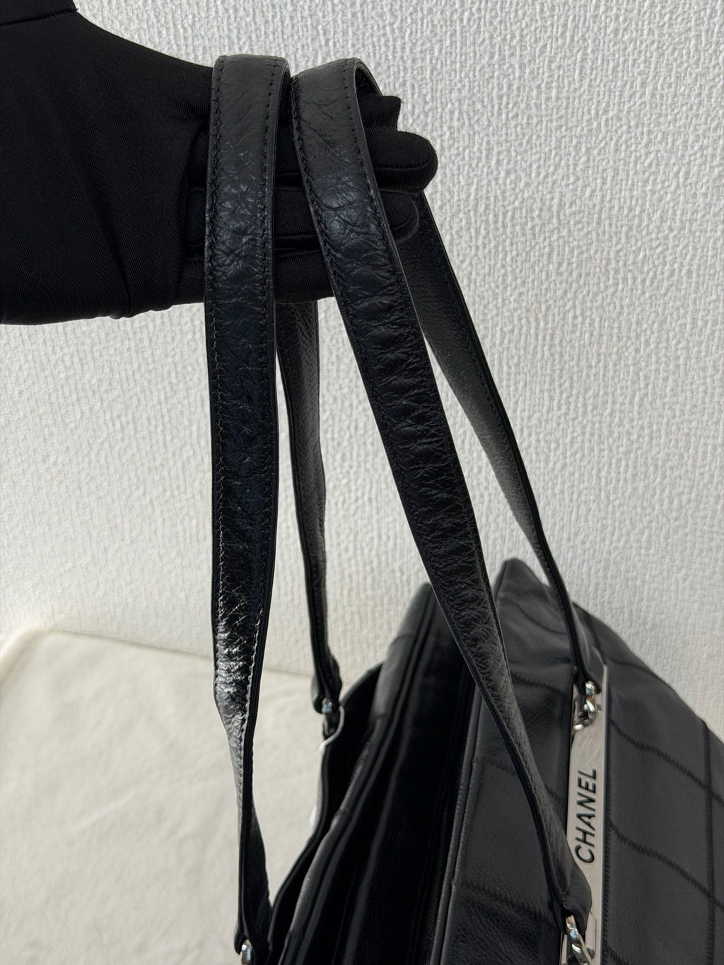 CHANEL Choco Bar Caviar Leather Boston Bag