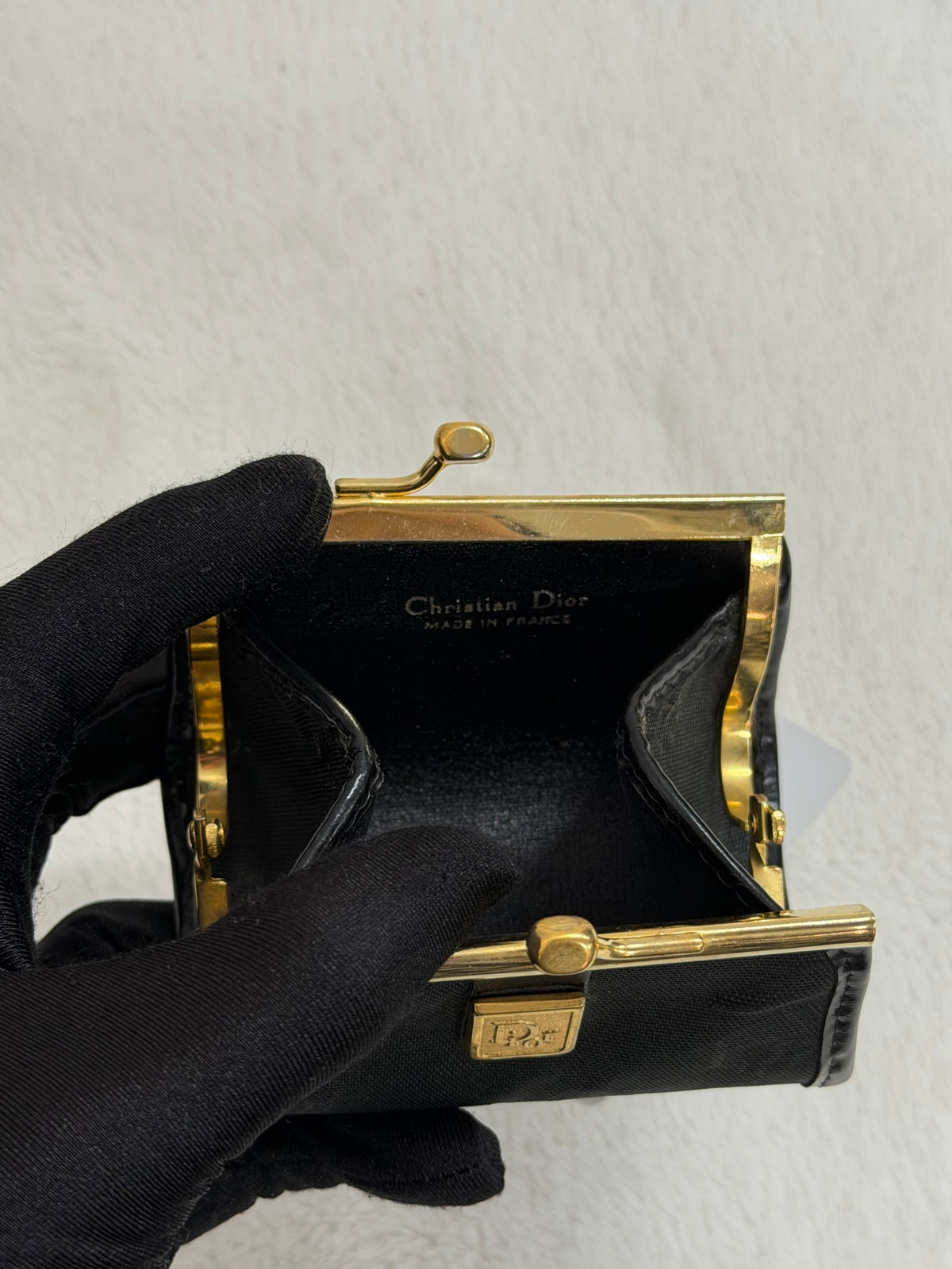 Christian Dior Vintage Trotter Jacquard Kiss Lock Coin Purse