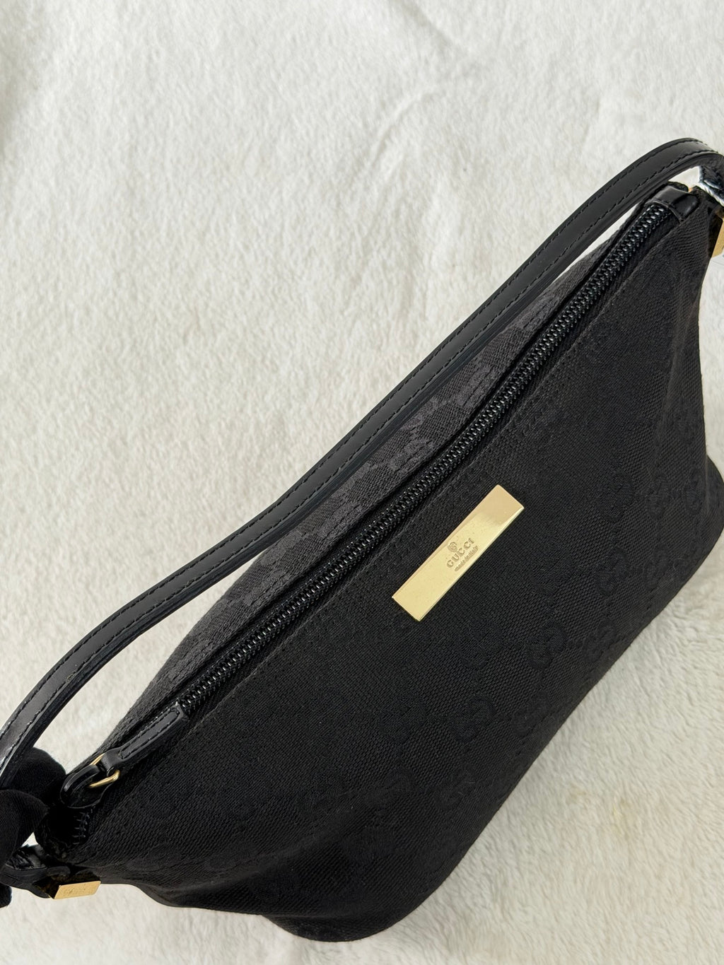 Gucci GG Canvas Metal Bar Pochette Bag