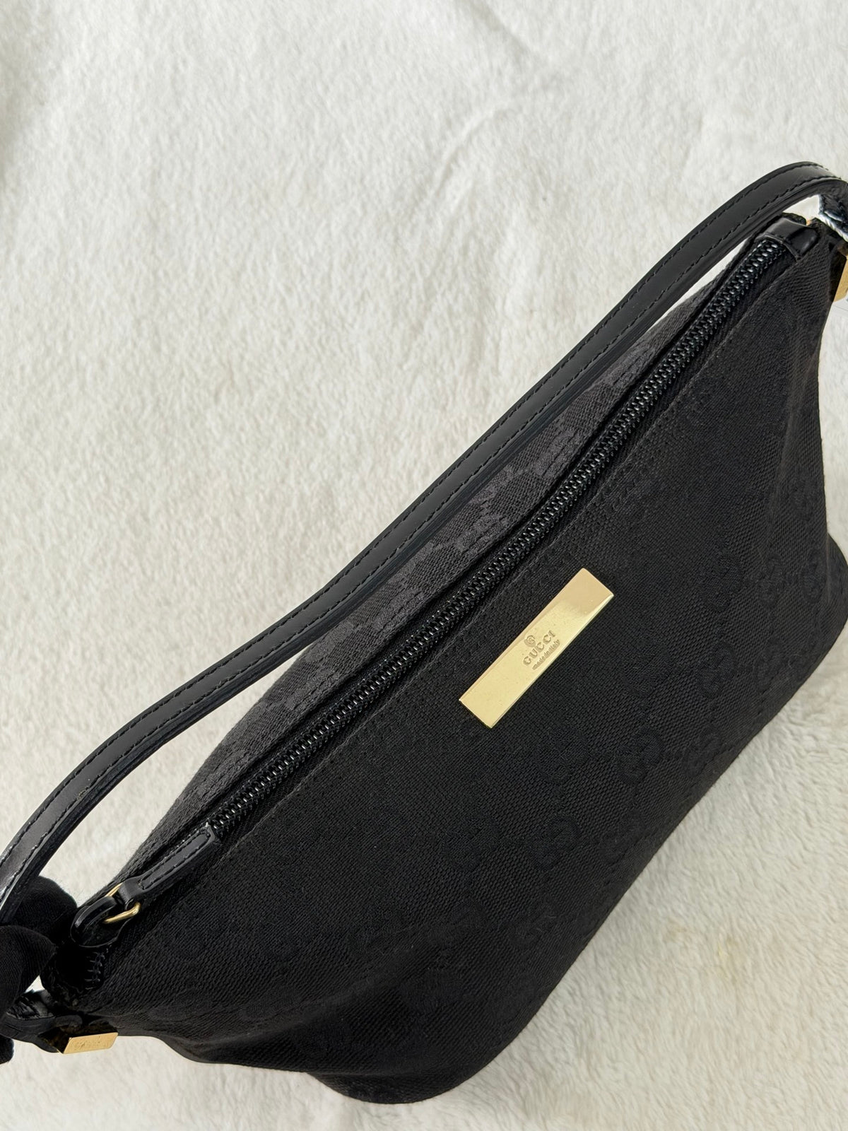 Gucci GG Canvas Metal Bar Pochette Bag