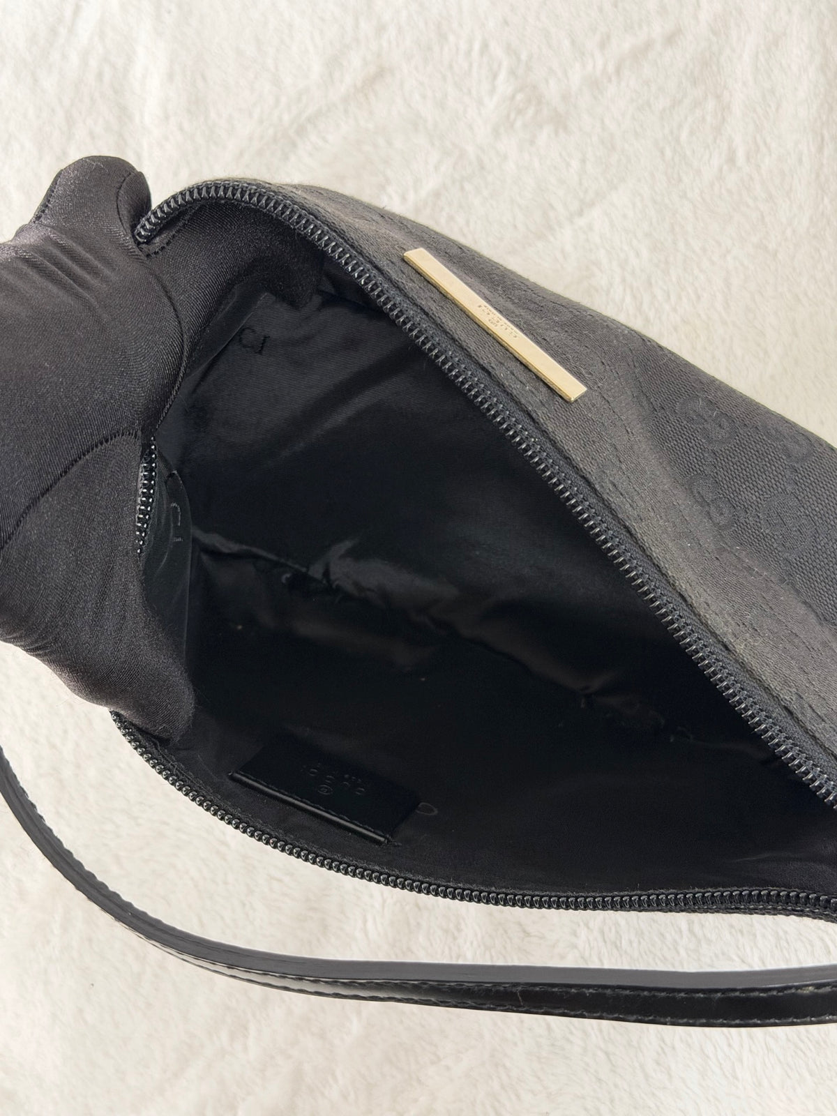 Gucci GG Canvas Metal Bar Pochette Bag