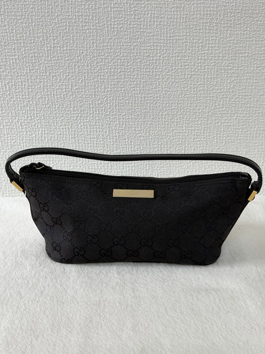 Gucci GG Canvas Metal Bar Pochette Bag