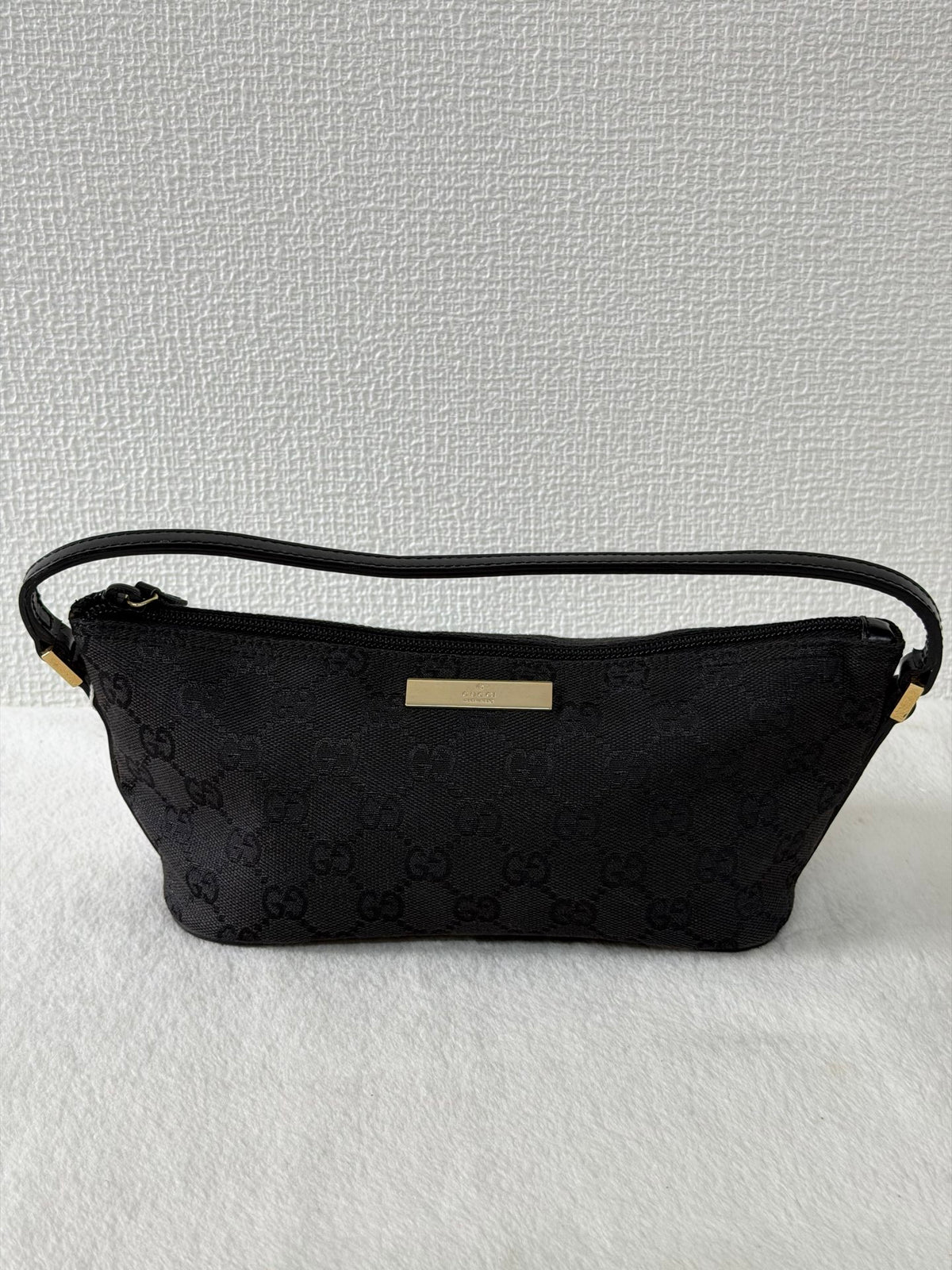 Gucci GG Canvas Metal Bar Pochette Bag