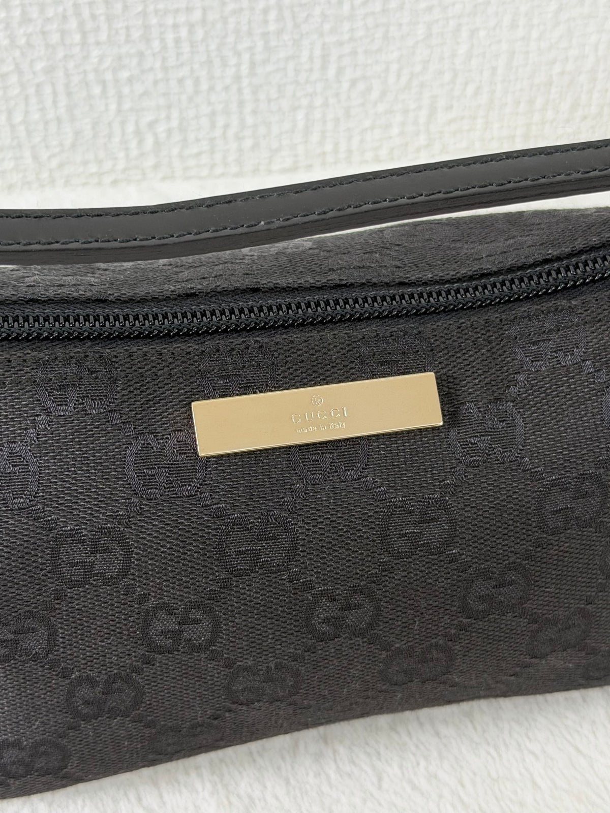 Gucci GG Canvas Metal Bar Pochette Bag