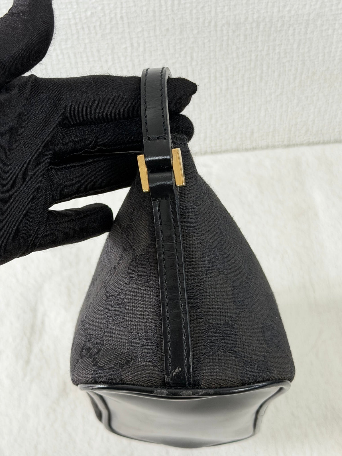 Gucci GG Canvas Metal Bar Pochette Bag