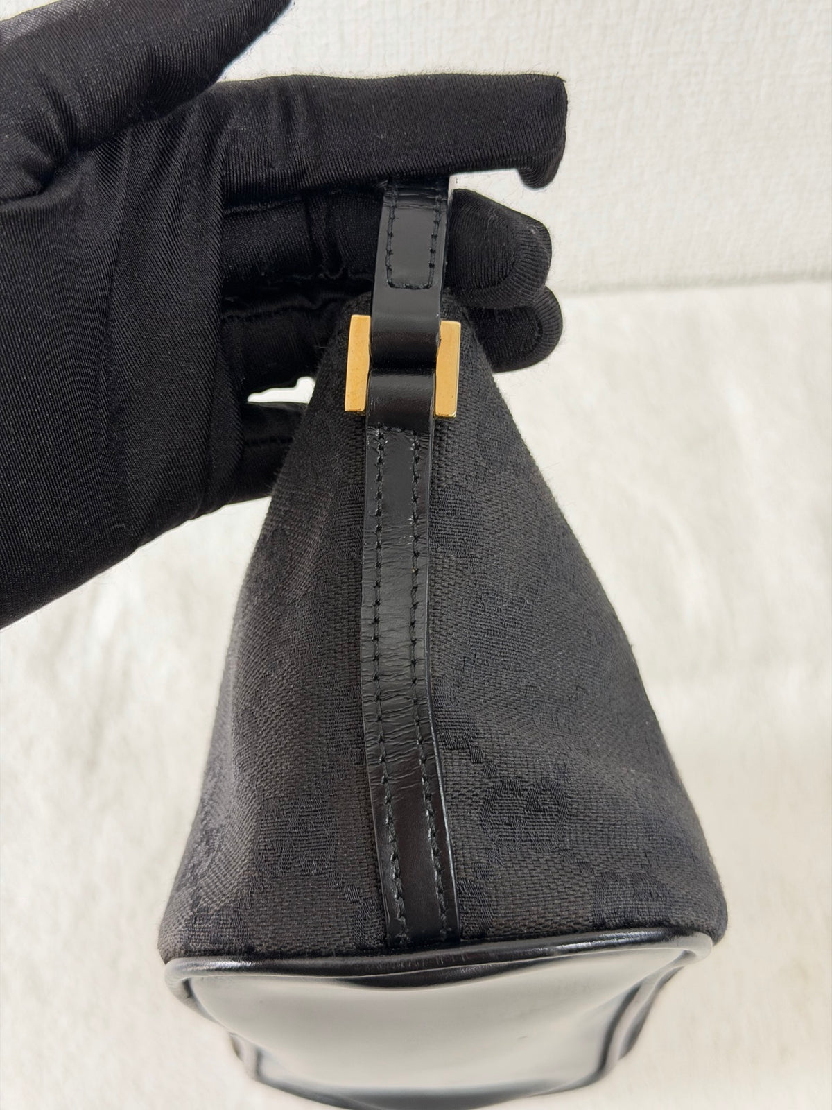 Gucci GG Canvas Metal Bar Pochette Bag