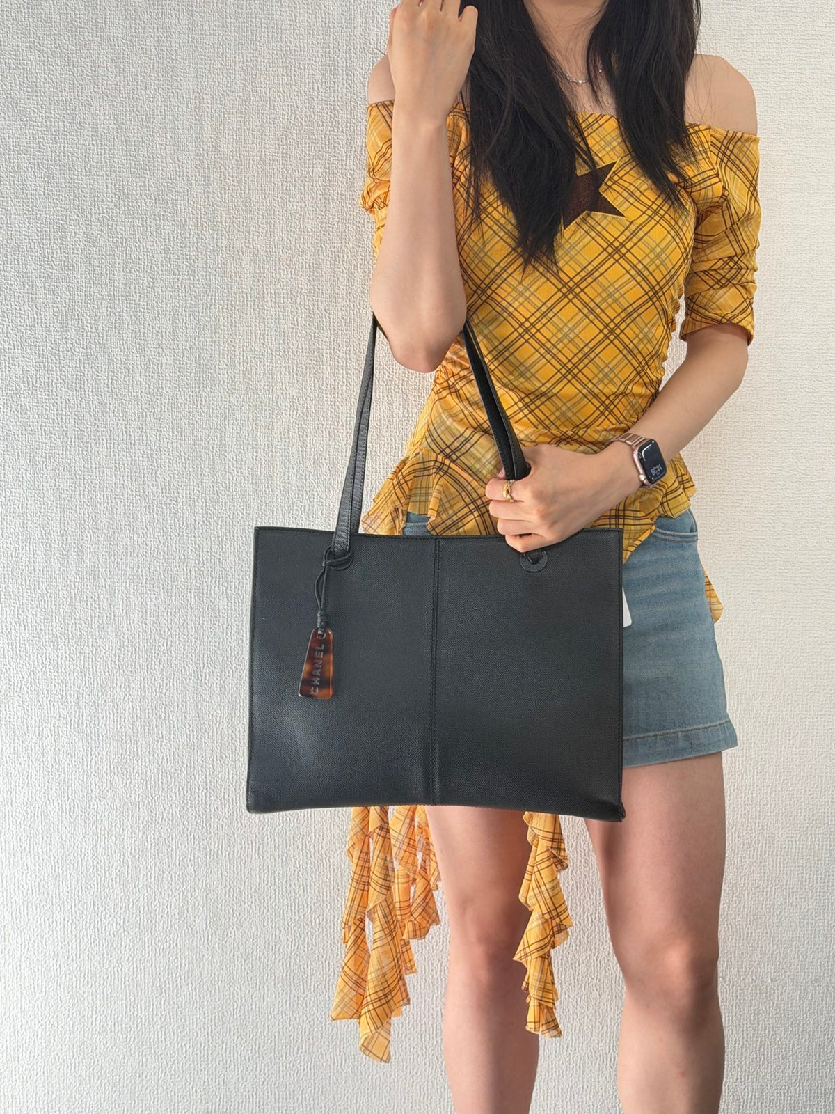 Chanel Caviar Skin Logo Charm ToteBag