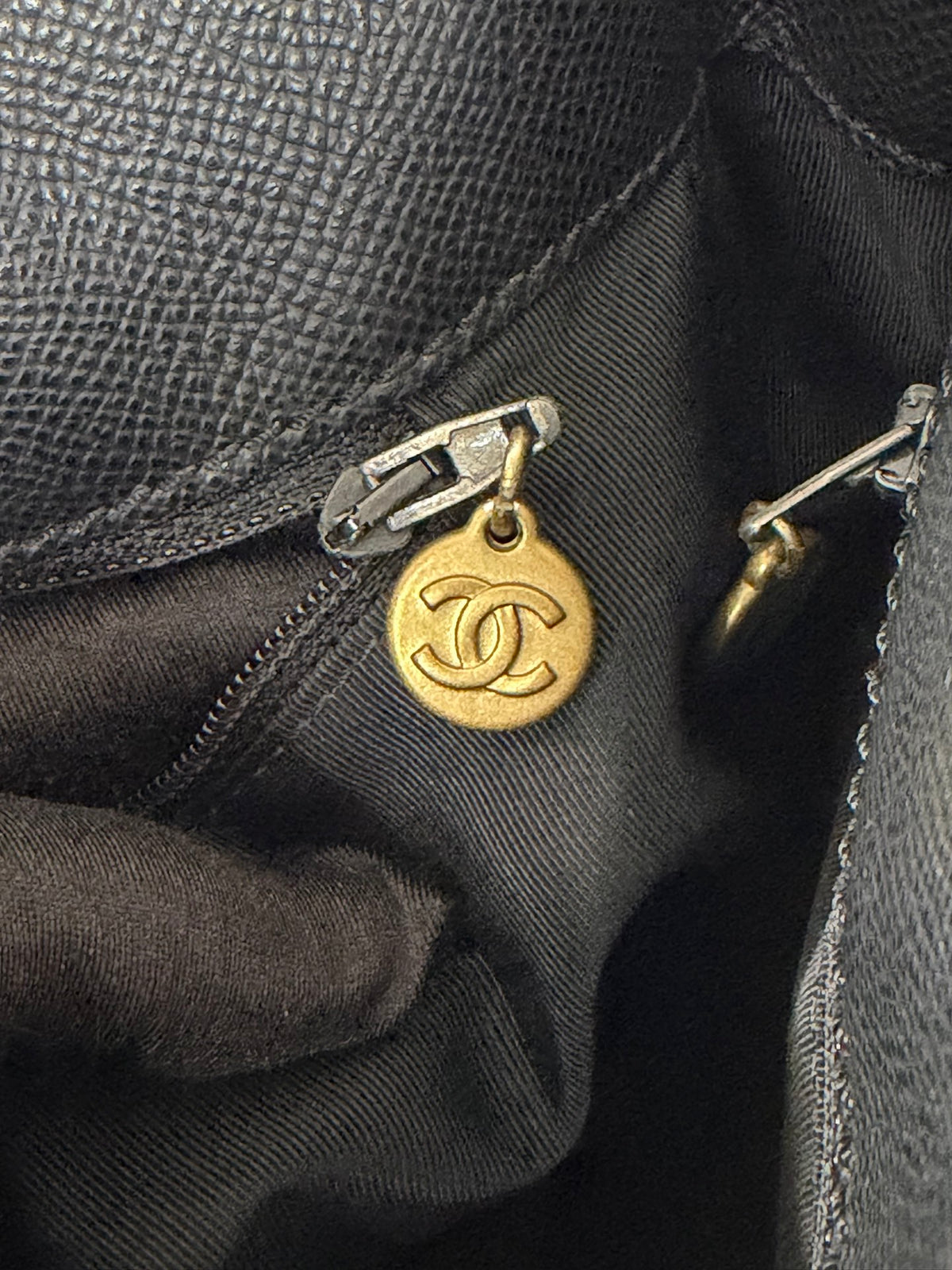 Chanel Caviar Skin Logo Charm ToteBag