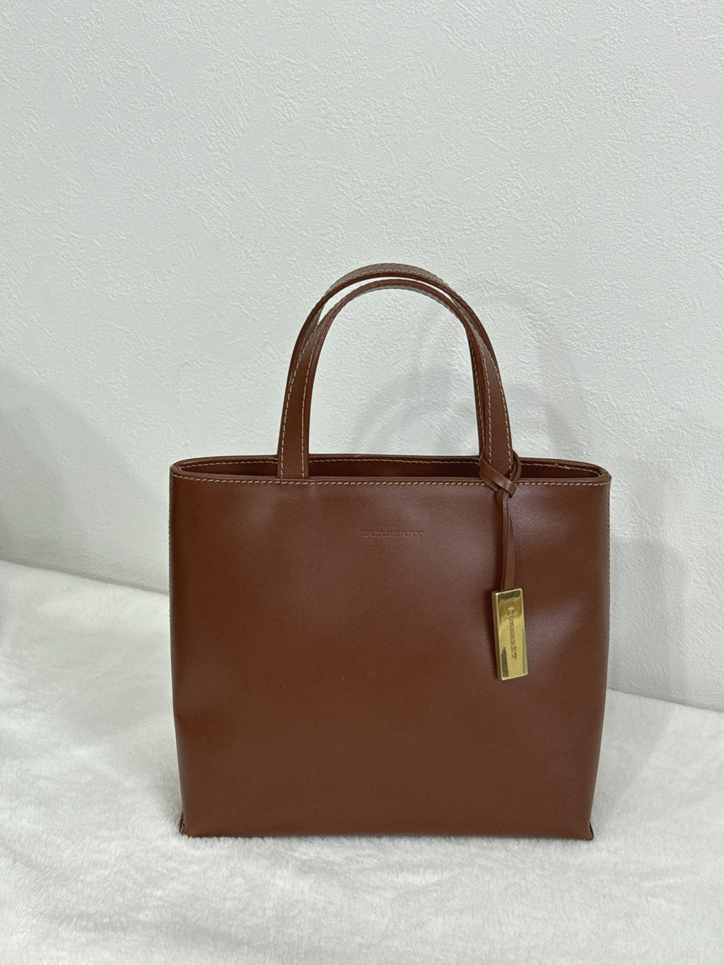 Burberry brown leather tote handbag