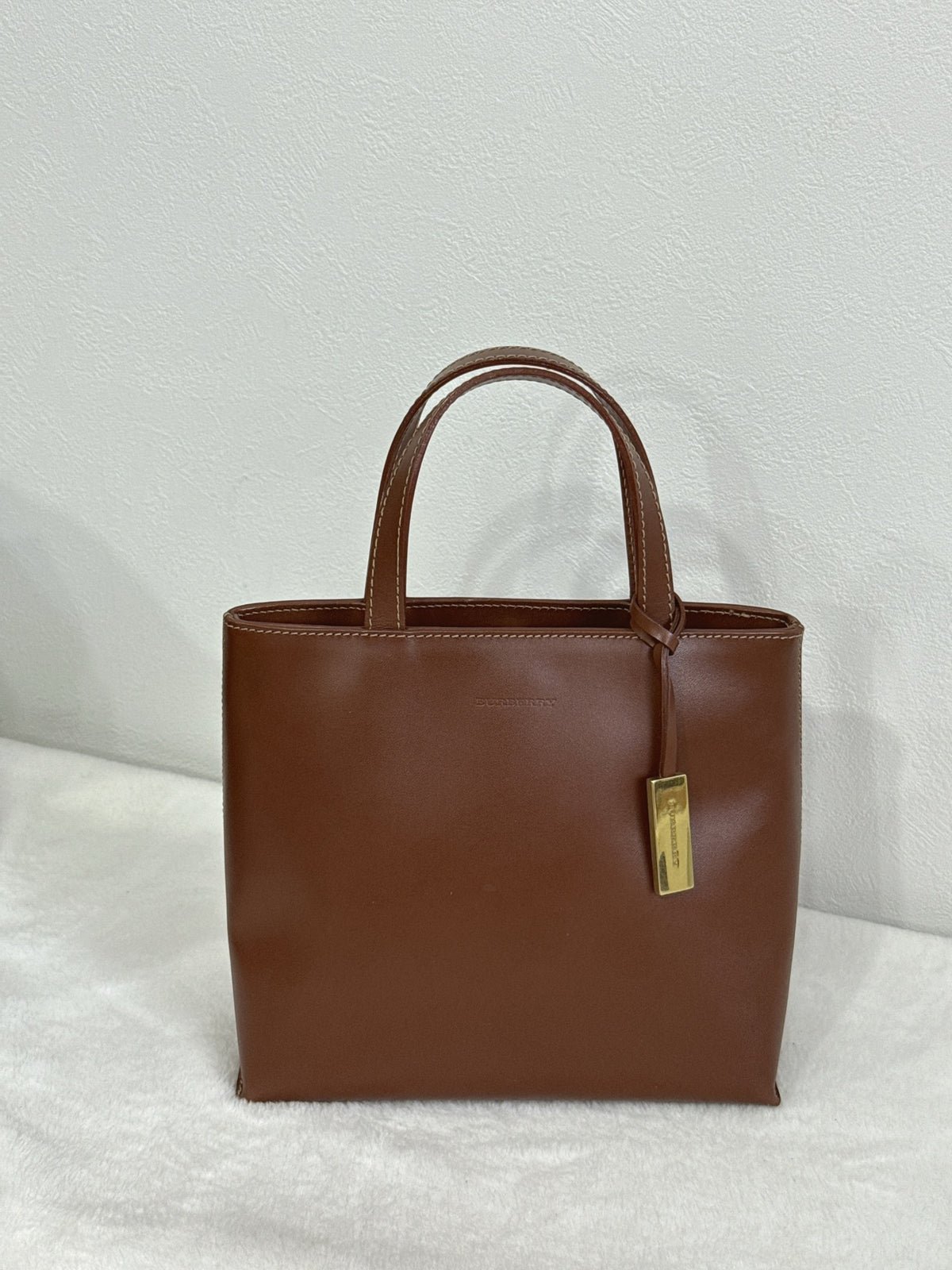 Burberry brown leather tote handbag