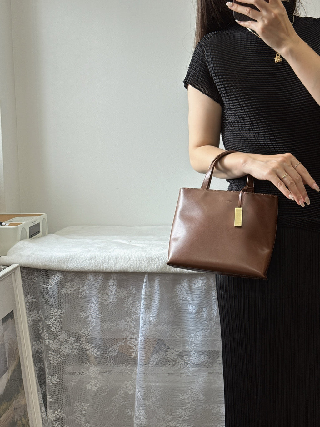 Burberry brown leather tote handbag