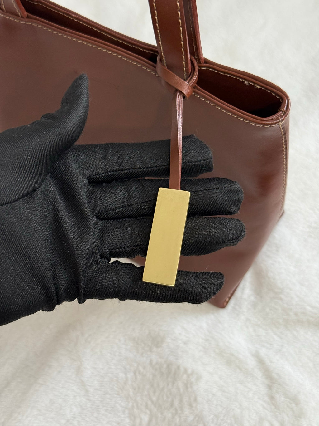 Burberry brown leather tote handbag
