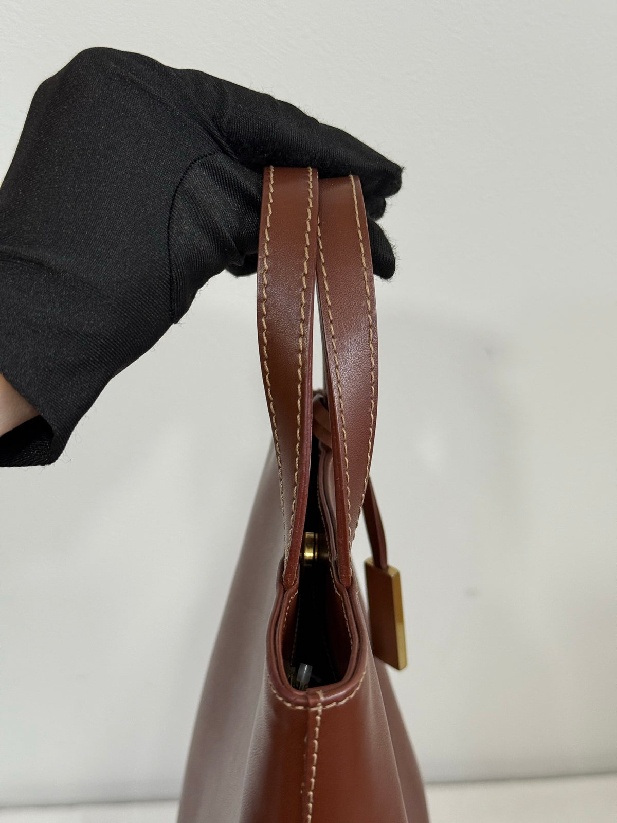 Burberry brown leather tote handbag