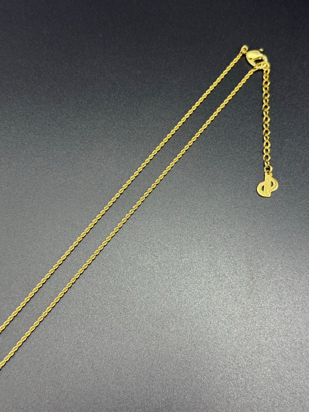 Christian Dior Logo Oval Enamel Rope Frame Pendant Necklace