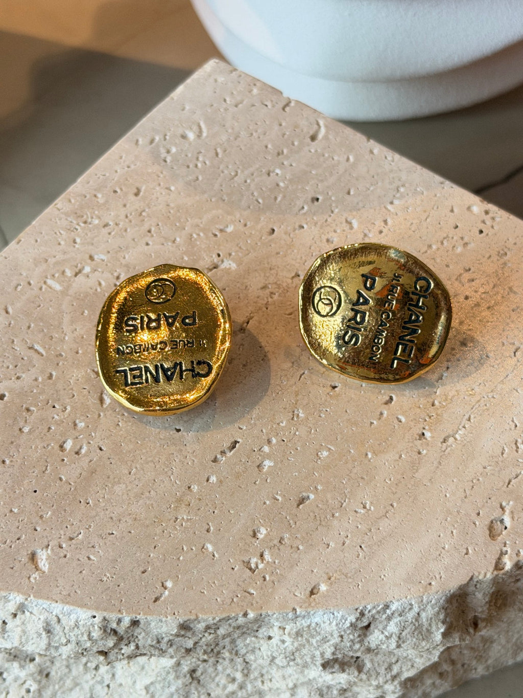 Chanel  Rue Cambon Paris Gold  Plate Clip-On Earrings