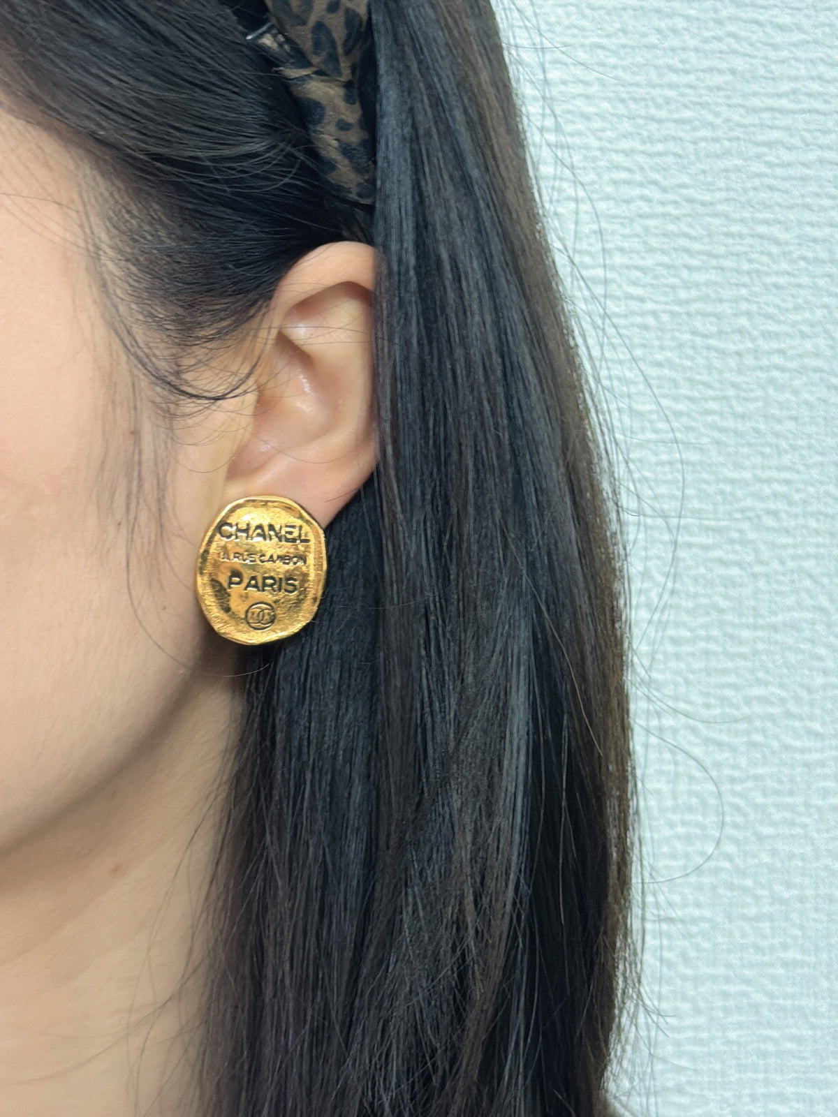 Chanel  Rue Cambon Paris Gold  Plate Clip-On Earrings