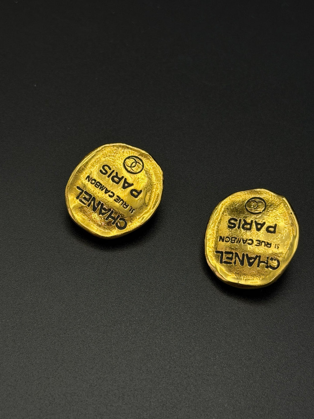 Chanel  Rue Cambon Paris Gold  Plate Clip-On Earrings