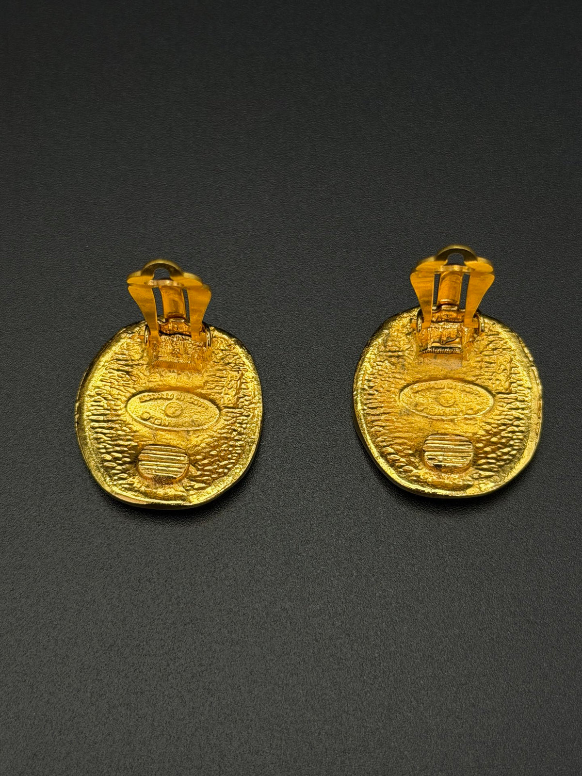 Chanel  Rue Cambon Paris Gold  Plate Clip-On Earrings