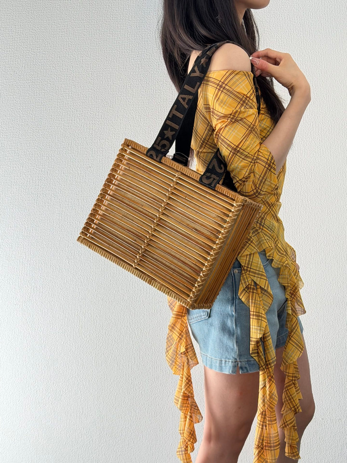 Fendi Square Rattan Basket Tote Bag