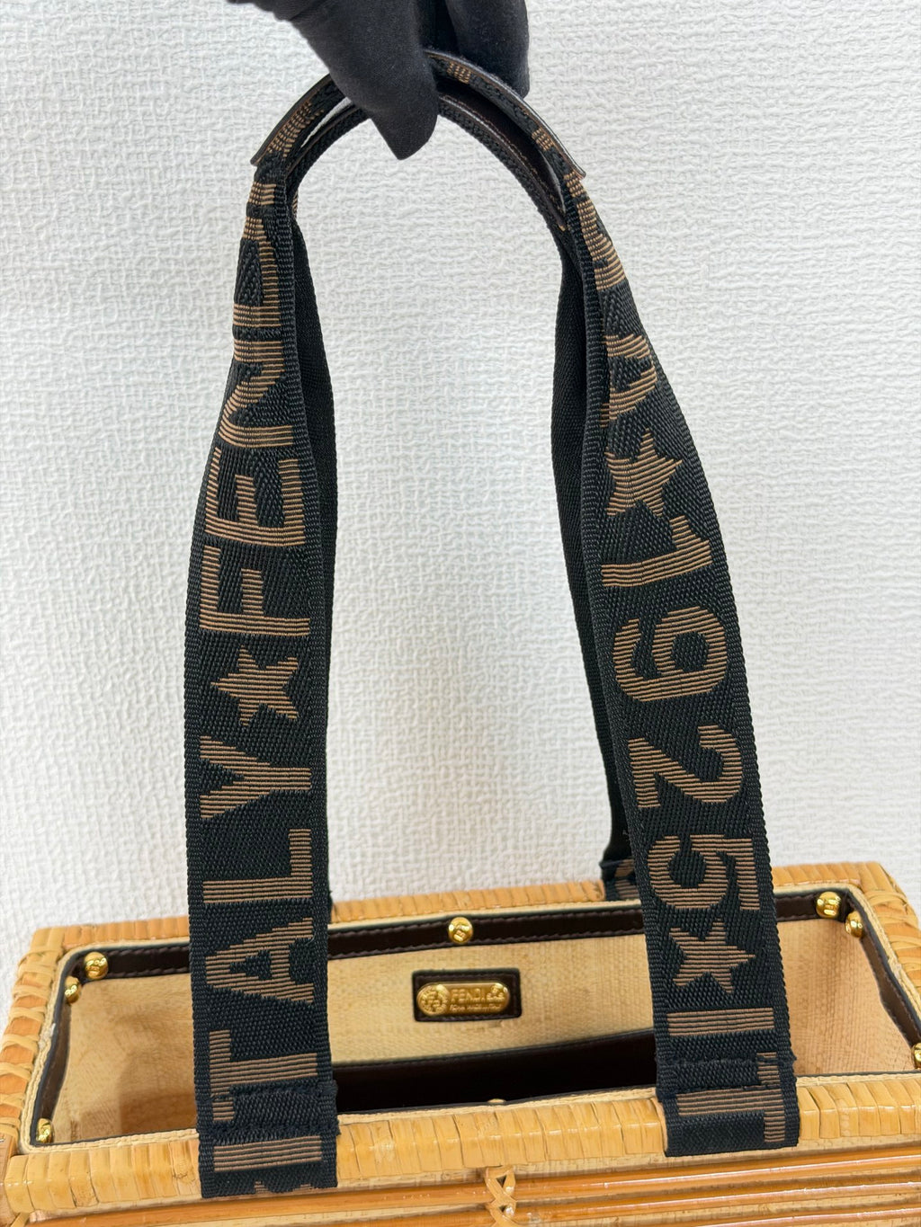 Fendi Square Rattan Basket Tote Bag