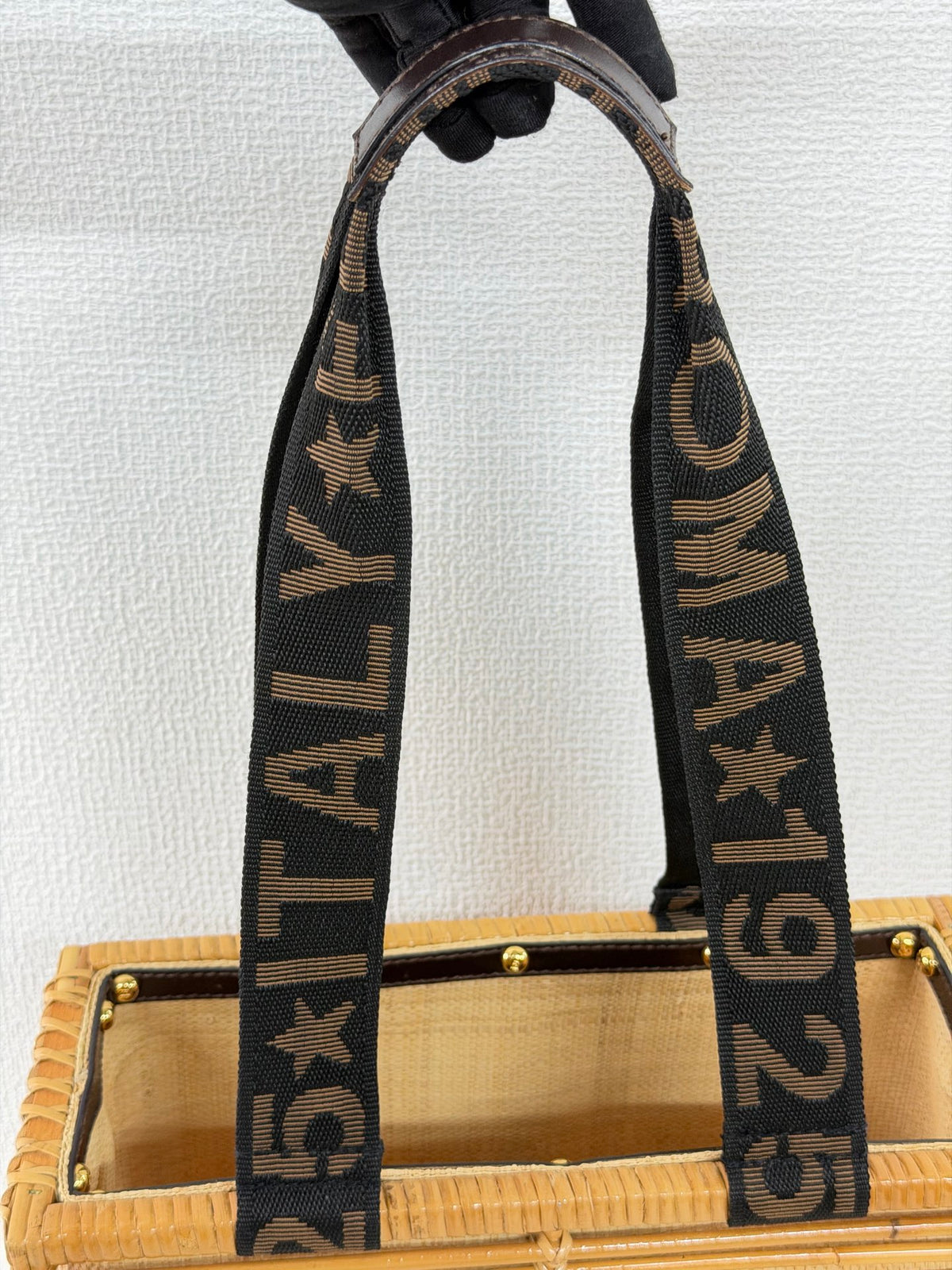 Fendi Square Rattan Basket Tote Bag