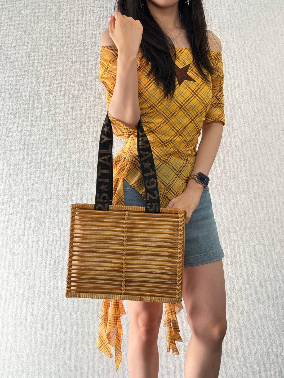 Fendi Square Rattan Basket Tote Bag